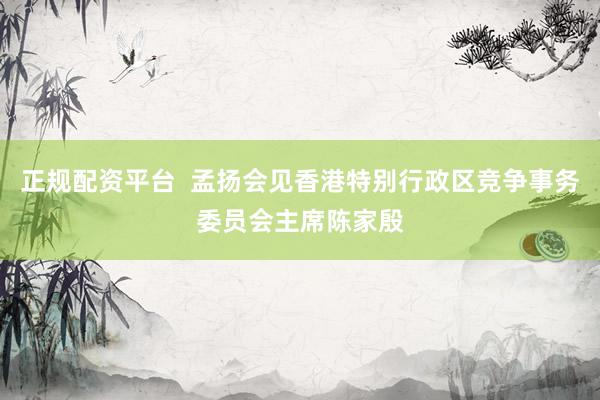 正规配资平台  孟扬会见香港特别行政区竞争事务委员会主席陈家殷
