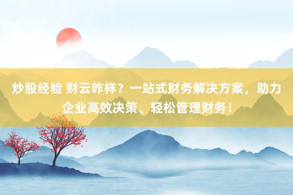 炒股经验 财云咋样？一站式财务解决方案，助力企业高效决策、轻松管理财务！