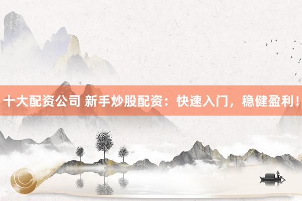 十大配资公司 新手炒股配资：快速入门，稳健盈利！