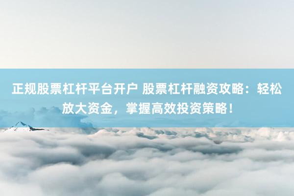 正规股票杠杆平台开户 股票杠杆融资攻略：轻松放大资金，掌握高效投资策略！