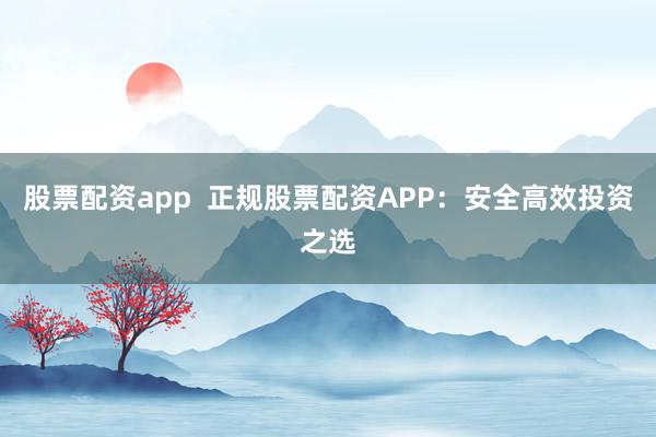 股票配资app  正规股票配资APP：安全高效投资之选