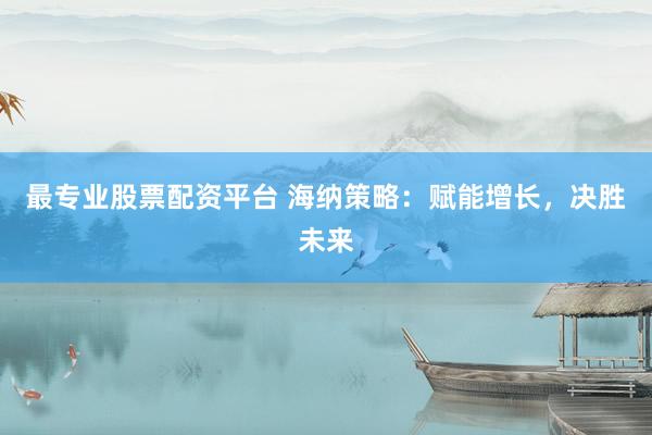 最专业股票配资平台 海纳策略：赋能增长，决胜未来