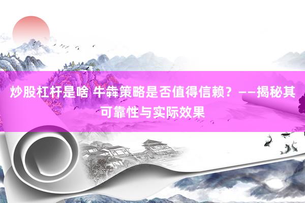 炒股杠杆是啥 牛犇策略是否值得信赖？——揭秘其可靠性与实际效果