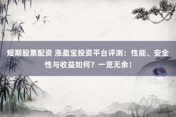 短期股票配资 涨盈宝投资平台评测：性能、安全性与收益如何？一览无余！